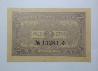Banco do Minho (Braga) 2 Centavos 1919 MA#432a (Comum) Nova