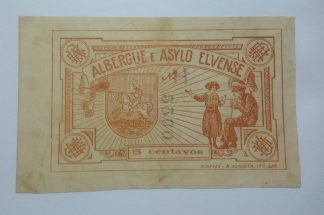 Albergue Asylo Elvense 5 Centavos ND Série H MA#814 (Comum) Quase Nova