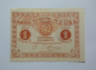 C.M. Cuba 1 Centavo 1919 MA#802 (Comum) Nova