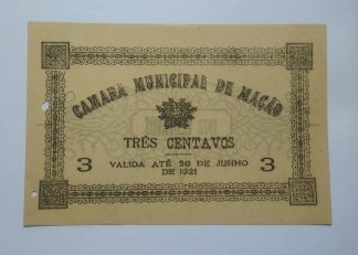 C.M. Mação 3 Centavos 1921 MA#1295a (Escassa) Nova