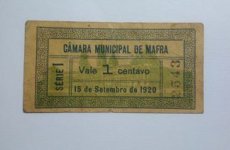 C.M. Mafra 1 Centavo 1920 Série I MA#1312 (Comum) MBC