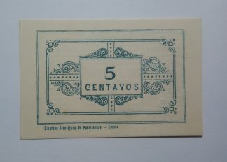Hospital Misericórdia Móra 5 Centavos ND MA#1487 (Rara) Nova