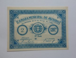 C.M. Aveiro 2 Centavos 1921 MA#303 (Comum) Sem Número Nova